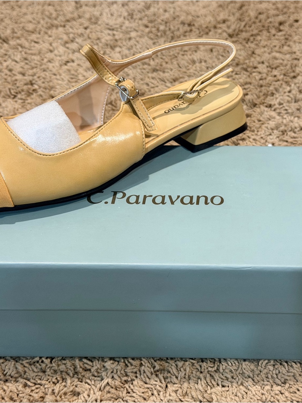 C. Paravano Women’s SlingBack  Square Toe Flat (Size 8.5 US) (Size 39 EU)